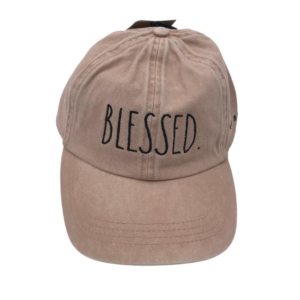 Rae Dunn Women's Baseball Hat | "Blessed" Logo | Blush | Faux Denim | One Size
